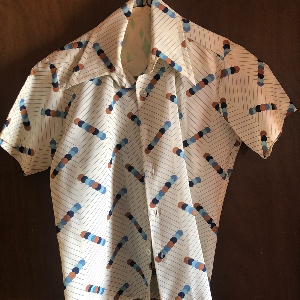 1970s vintage dagger collar button down women’s blouse